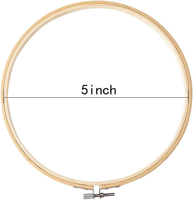 Matchne Aro de bordado, 12 piezas de suministros de punto de cruz de 5 pulgadas y suministros de costura aflojaaprieta fácilmente los aros de madera