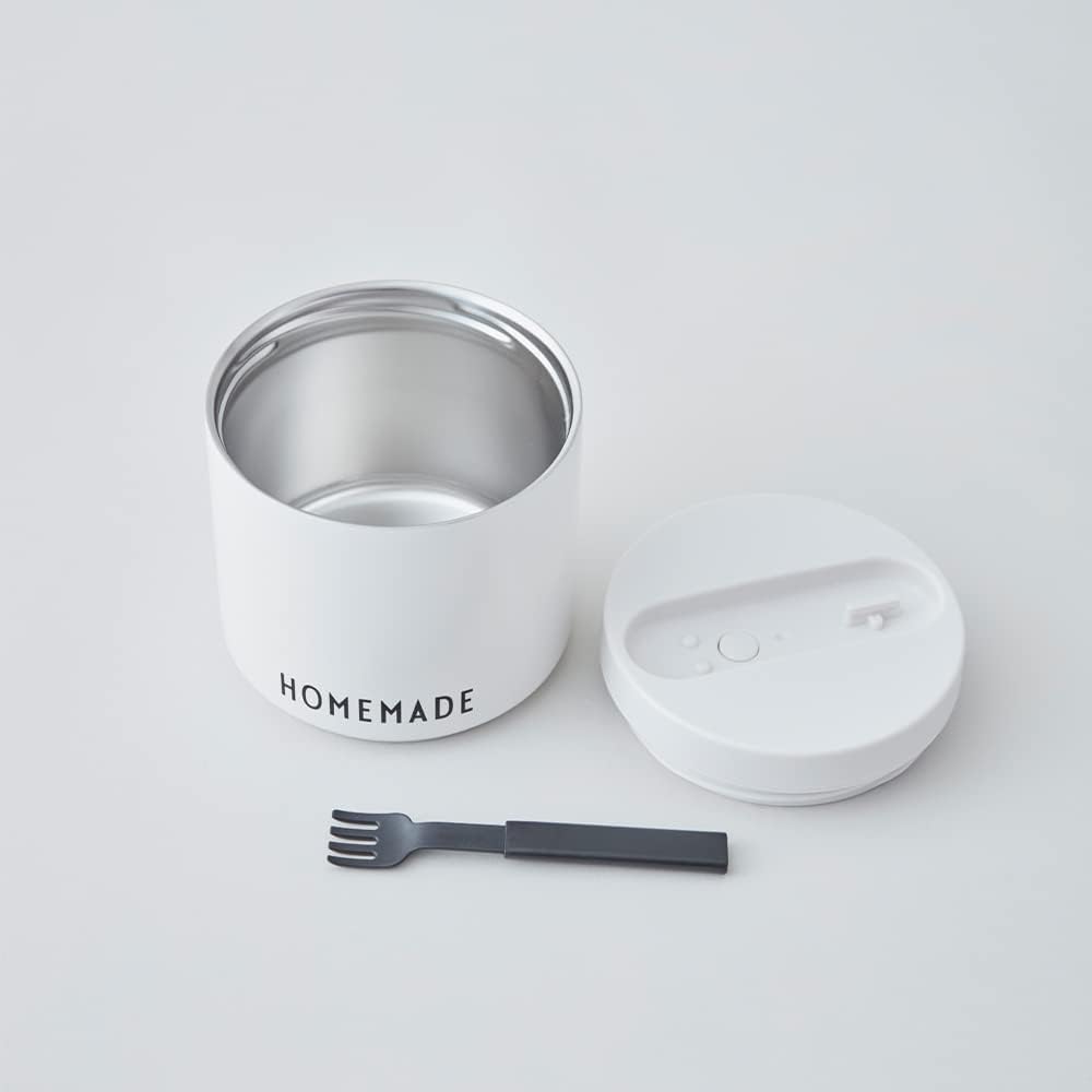 Design Letters Recipiente de comida aislado con cuchara y tenedor  Termo para comida caliente tapa sin fugas  Tarro de alimentos aislado de boca