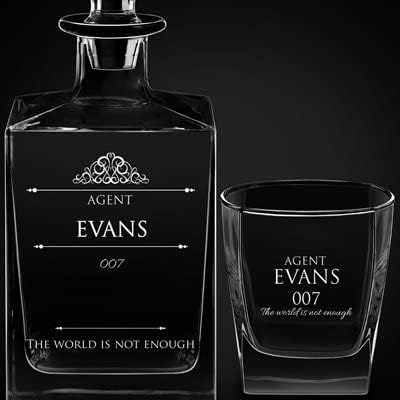 Maverton Juego de whisky personalizado para hombre, elegante jarra con 4 vasos para él, botella de vidrio para caballero, cristalería grabada para