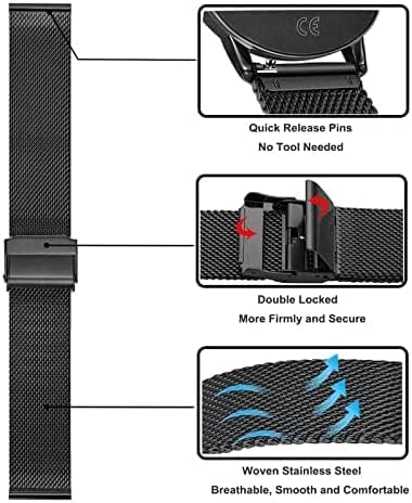 FitTurn Paquete de 2 correas de reloj Wahoo ELEMNT Rival, rejillas de repuesto delgadas de malla de acero inoxidable con cierre a presión para Wahoo
