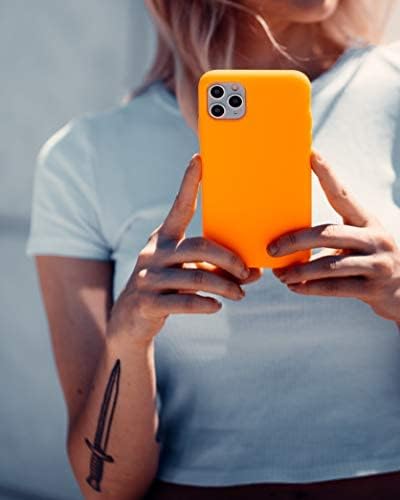 FELONY CASE – Funda para iPhone 15 Pro – Funda de silicona naranja neón  Silicona líquida con forro de microfibra antiarañazos, funda protectora a