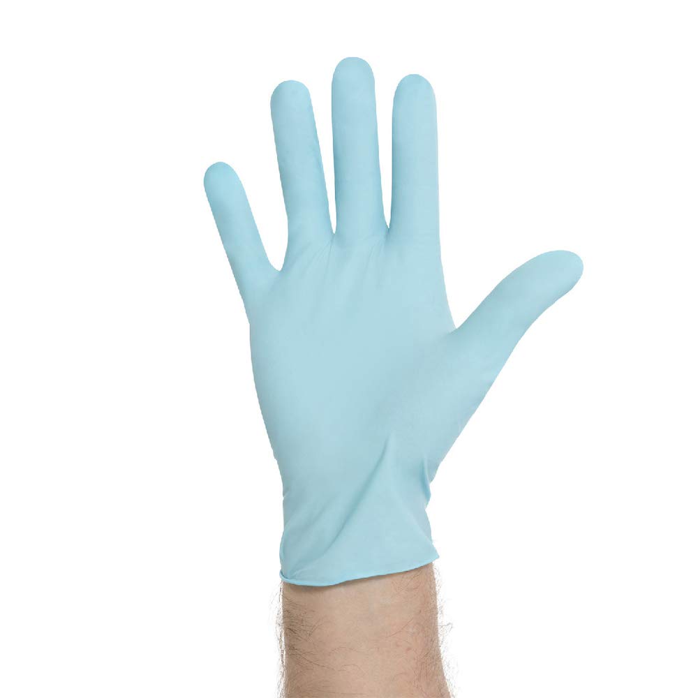 HALYARD Guantes azules de nitrilo para examen, sin polvo, no estériles, 5.9 mil, 9.5 pulgadas, azul, talla S, 53101 (caja de 100)
