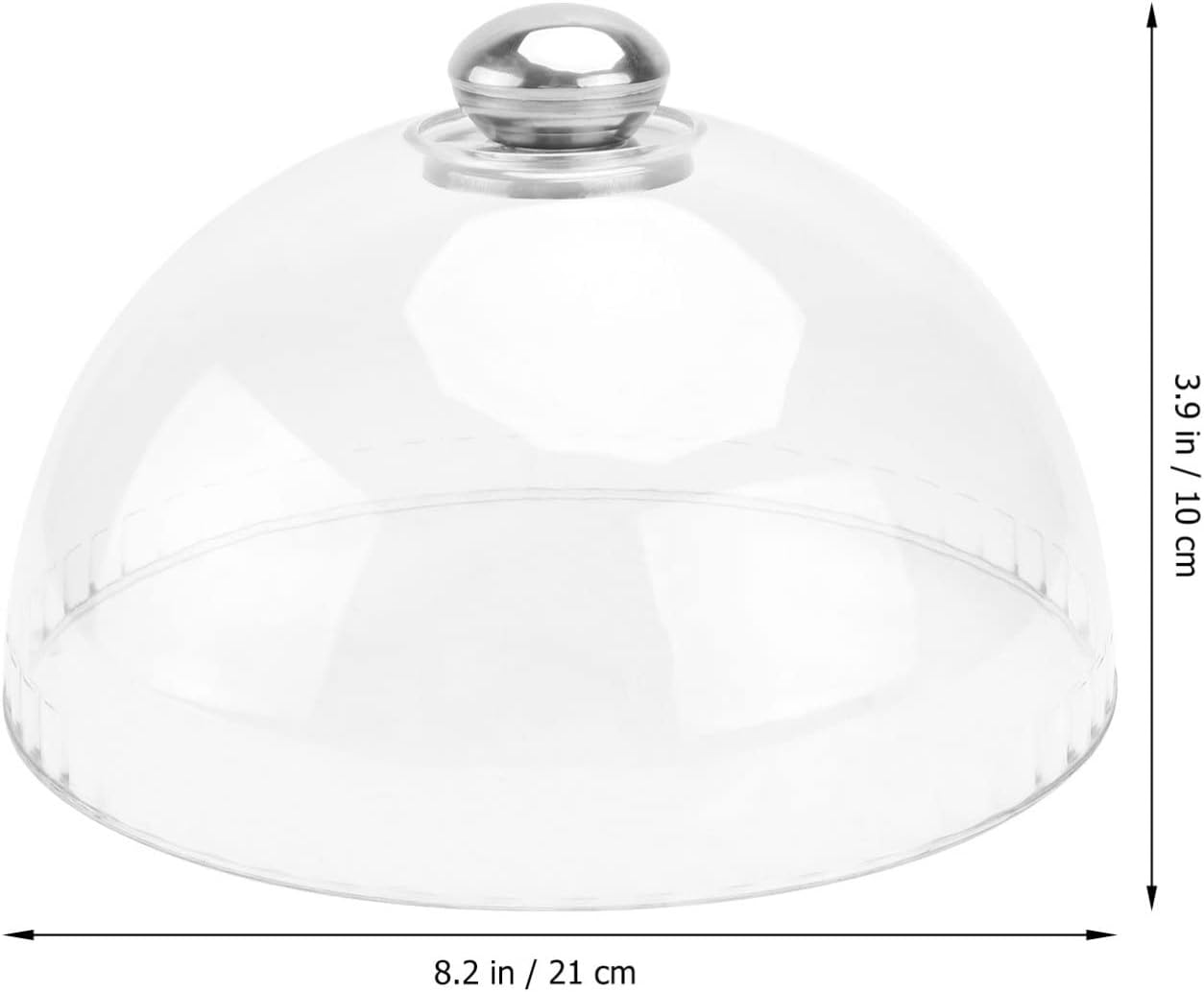 Zerodeko Cubierta redonda transparente para alimentos, cúpula transparente para pasteles, material PS duradero con mango de acero inoxidable,