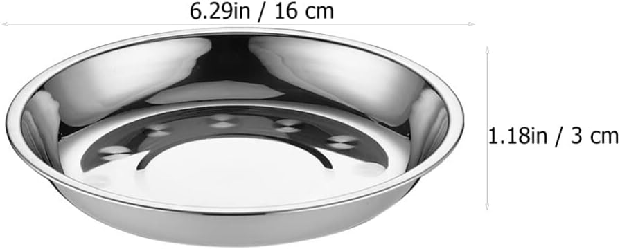 Luxshiny Plato de cena de disco de acero inoxidable, plato de aperitivo, platos decorativos para comer, bandeja de comida decorativa, platos de
