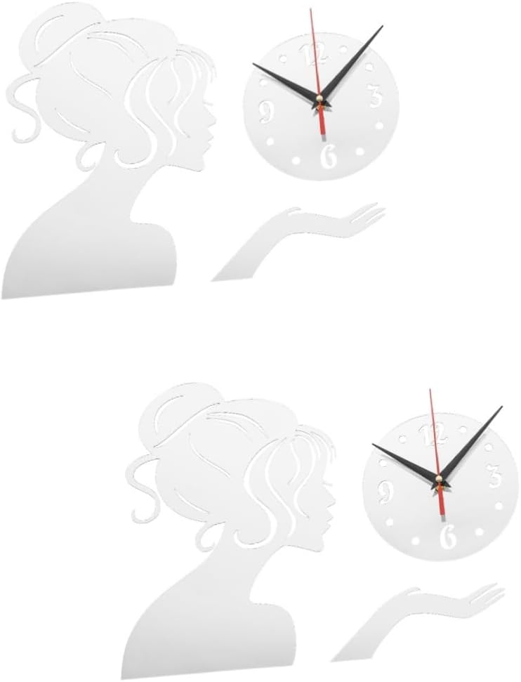 Garneck Reloj de pared con espejo para niñas, moderno, decoración de pared, casa de campo, decoración de pared, reloj de pared negro, reloj de pared