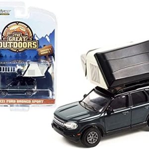 ModelToyCars Ford Bronco Sport 2021 con tienda de campaña moderna en la azotea, gris oscuro – Greenlight 38010F48 – Modelo de juguete fundido a ModelToyCars Ford Bronco Sport 2021 con tienda de campaña moderna en la azotea, gris oscuro – Greenlight 38010F48 – Modelo de juguete fundido a