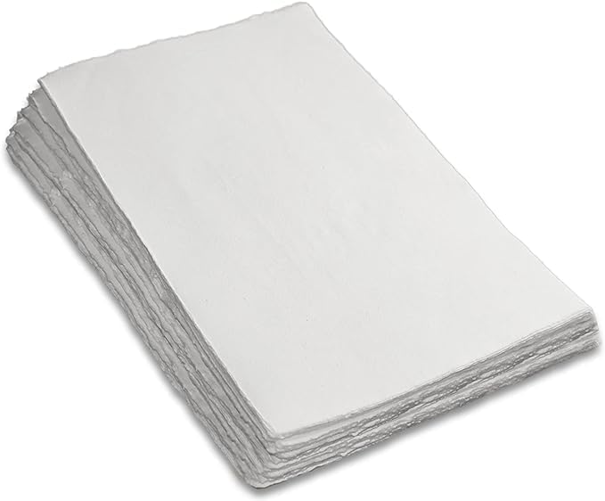 Papel de acuarela  Papel de acuarela de arte mixto  5.29 ozm de grosor con borde deckle de algodón virgen hecho a mano (9.5 x 6.5 pulgadas, blanco)