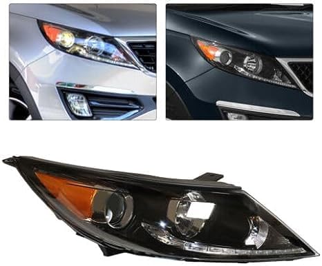 Conjunto de faros halógenos para 2013 2014 2015 2016 Kia Sportage wLED DRL, reemplazo lateral del conductor, faro delantero de repuesto de fábrica