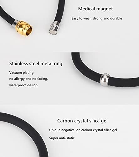 BCletty Pulsera de silicona, pulsera estática, productos antiestáticos de moda, titanio de silicio, germanio magnético, unisex (18CM, rojo)