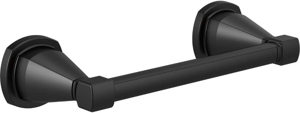 Delta Faucet 77655-BL Stryke Soporte de papel higiénico giratorio de doble poste, 9.75 x 3.39 x 2.13 pulgadas, negro mate