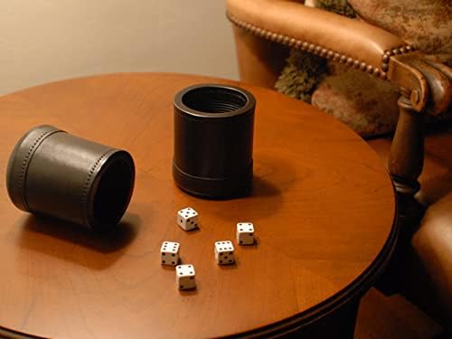 WE Games Juego de tazas profesionales hechas a mano de cuero marrón oscuro, 5 dados y bolsa de transporte de tela