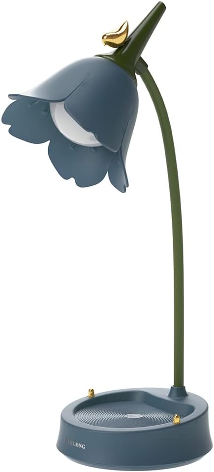 FIALAME Lámpara de mesa con diseño de flores, lámpara de noche de rearchage USB, 3 colores con interruptor táctil regulable e inalámbrico, luz de