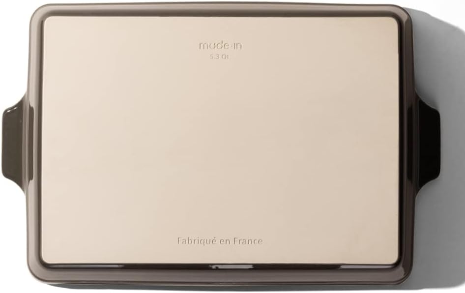 Made In Utensilios de cocina – Plato rectangular para hornear – Verde oliva – Cerámica hecha a mano – Utensilios para hornear profesionales – Made
