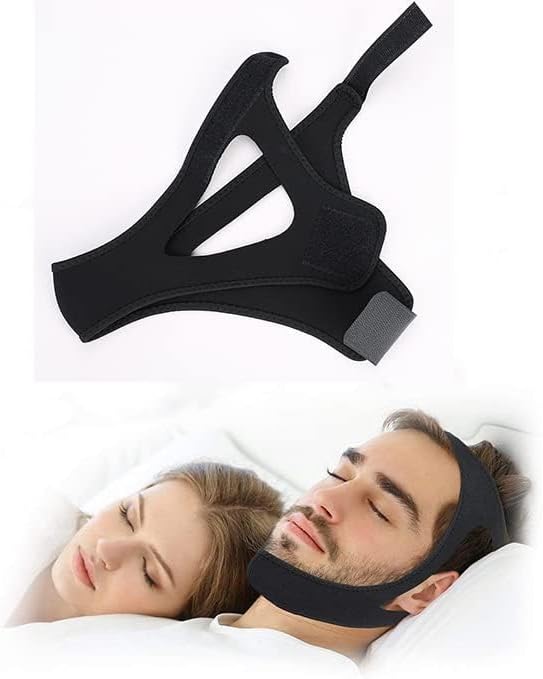 Correa de barbilla antironquidos, correa ajustable para la barbilla con cinta mágica, correa de corrección respiratoria, cómoda, universal,