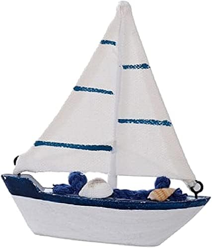 Modelo de barco de madera con temática náutica, mini velero, decoración de pastel de madera para decoración mediterránea de muebles para el hogar,