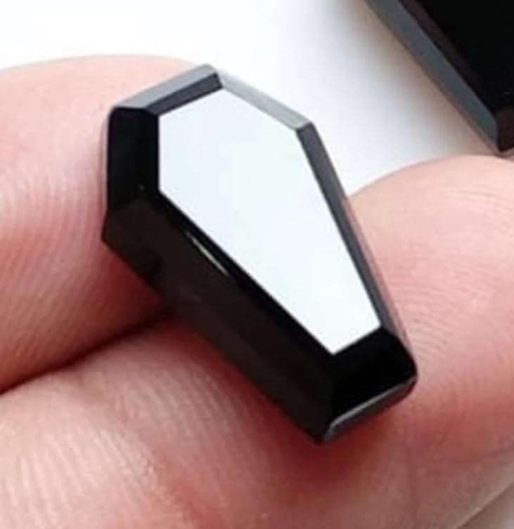 Cabujones de forma de ataúd de ónix negro natural de 0.394×0.669 in para la fabricación de joyas, colgantes, aretes, cuentas de fabricación de joyas