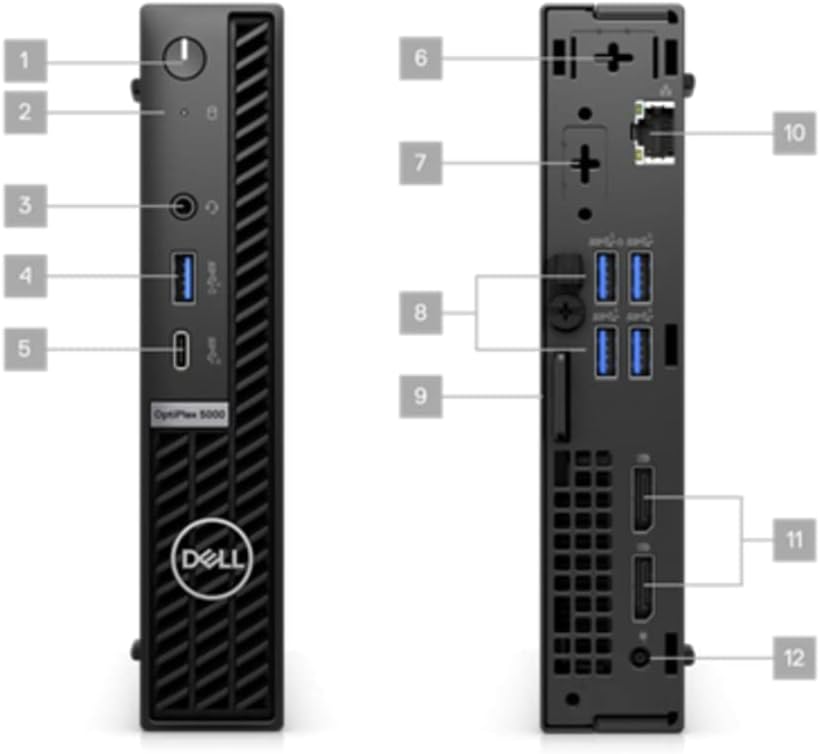 Dell Optiplex 5000 5000 Micro Tower – Torre de computadora de escritorio (2022)  Core i5 – Disco duro SSD de 256 GB – 8 GB de RAM  6 núcleos a 3.9
