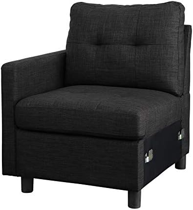 BEEY Asientos de brazo izquierdo para sofá seccional modular,Silla orientada al brazo izquierdo,Gris oscuro