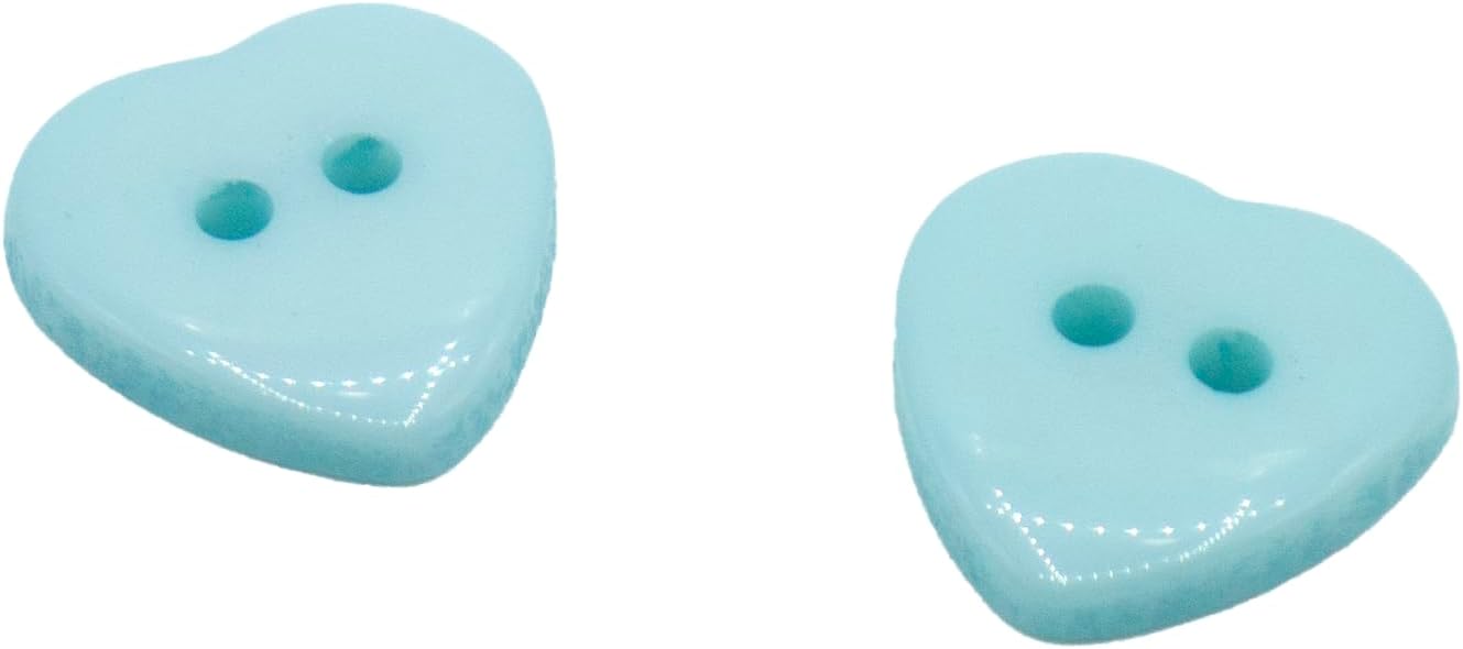100 botones azules de resina, botones de resina de 0.6 pulgadas, 2 agujeros en forma de corazón, botones de costura a granel para álbumes de