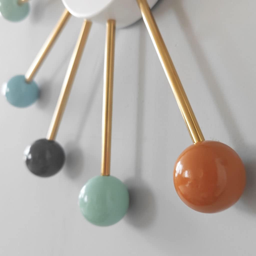 Reloj de pared Reloj de pared de bola de haya, silencioso, funciona con pilas, sin tictac, de 20 pulgadas, decorativo, de cuarzo, reloj grande para