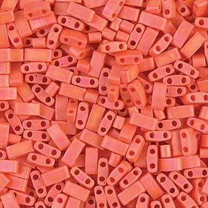 Miyuki, 0.35 onzas, 12 Tila. Gran surtido de colores. Miyuki Half Tila Beads (Coral Naranja Mate Rainbow)