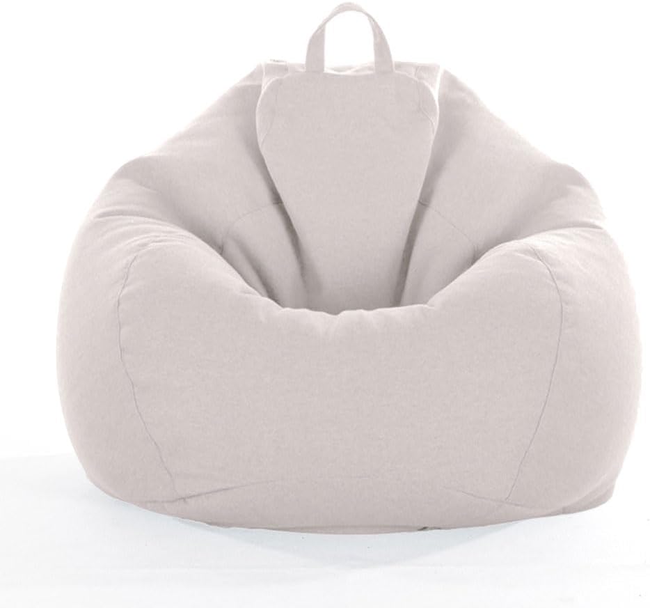 Funda para puf de lino de color sólido para niños y adultos (sin relleno), funda suave para sofá cama, lavable, de gran tamaño, para sala de estar,