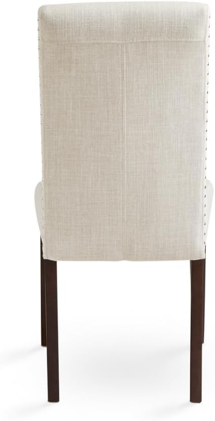 Uptown Club Scarpa Parson – Juego de 2 sillas de comedor con tapicería de lino, borde de cabeza de clavo, patas de espresso, elegancia de grado