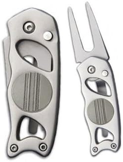 Indiana Metal Craft Switchblade Golf Divot – Herramienta de reparación de acero inoxidable con dos marcadores de bola de alineación de putting