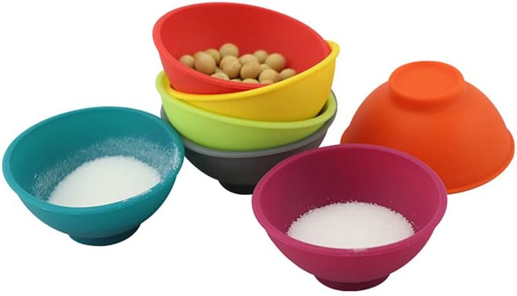 Cuenco pequeño de silicona para adultos y niños, cuencos de silicona multicolores resistentes al calor, cuencos de preparación y servir,