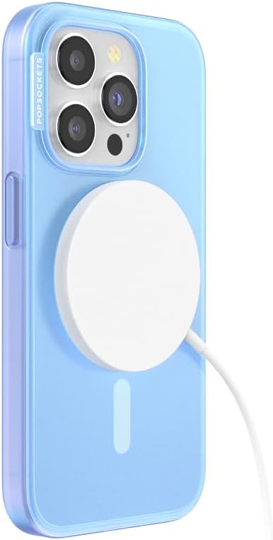 PopSockets Funda para iPhone 15 Pro con agarre redondo para teléfono compatible con MagSafe, funda para iPhone 15 Pro, compatible con carga