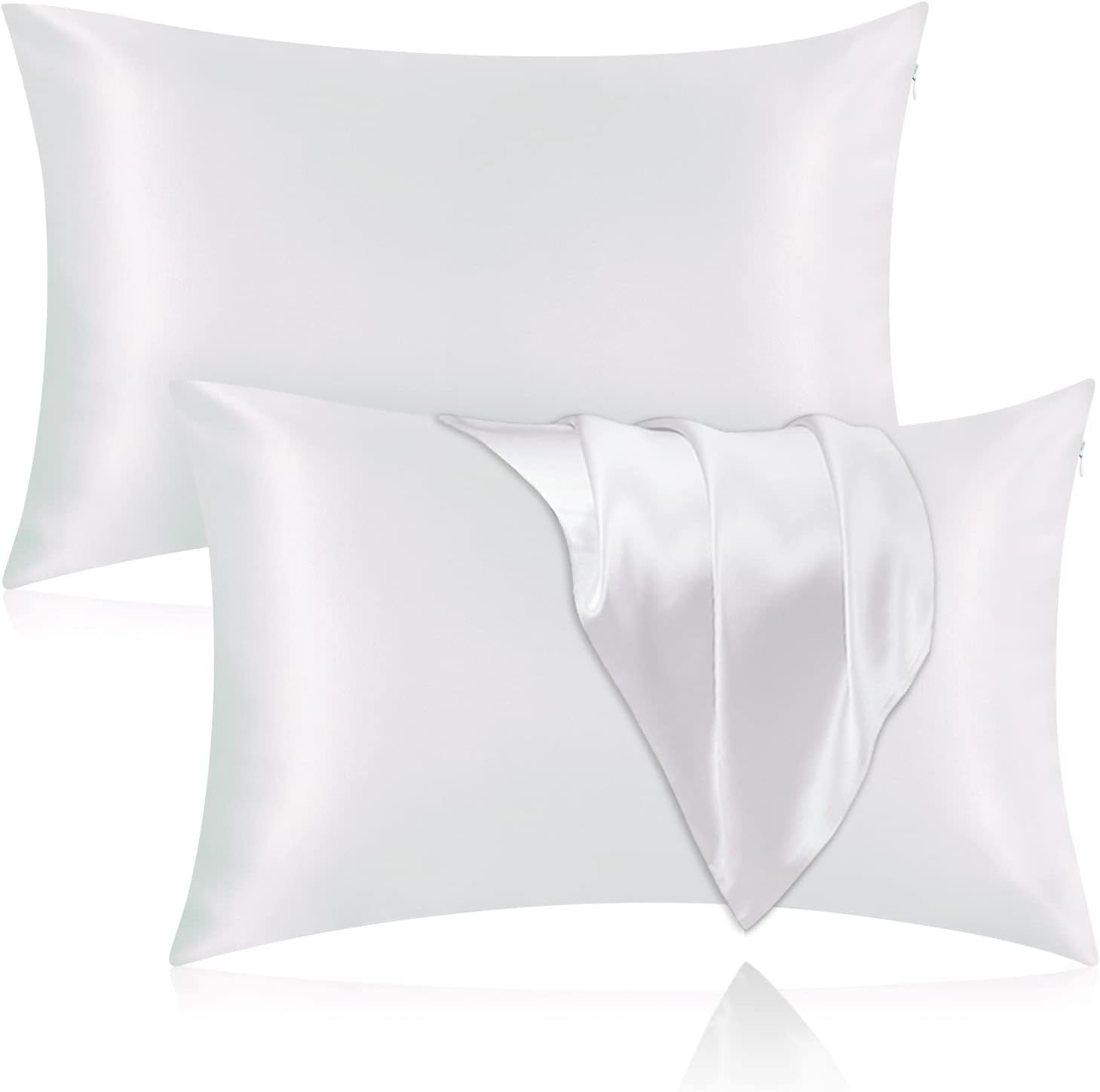 Funda de almohada de seda para cabello y piel, paquete de 2 fundas de almohada 100% seda de morera 25 momme, 600 hilos, fundas de almohada de seda