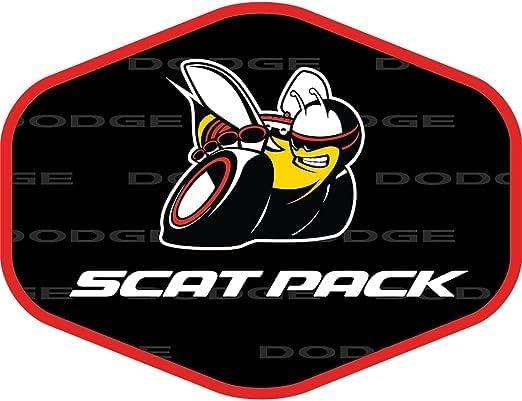 Dodge, Mopar, Challenger and Scat Pack Logo Premium Vinilo serigrafiado pegatinas en forma hexagonal Paquete de 6 pegatinas fabricadas en Detroit