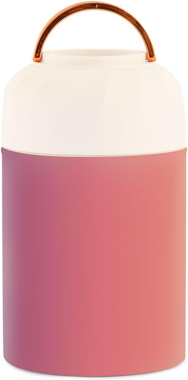 Tarro de comida degradado morado naranja con cuchara de acero inoxidable aislado al vacío contenedor de alimentos de 17 oz para alimentos calientes