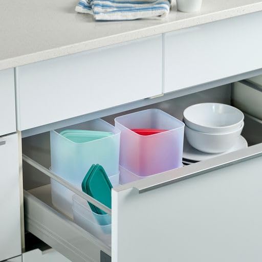 Tupperware Juego de almacenamiento cuadrado apilable, apto para lavavajillas y sin bisfenol A (BPA), (6 recipientes transparentes + 6 tapas de