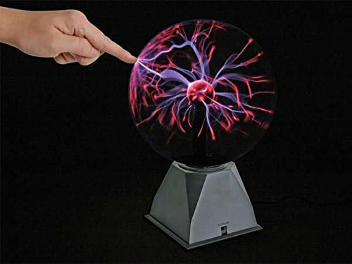 PowerTRC Plasma Ball, 8 inch Plasma Night Lamp, Batter Powered Respond to Touch & Sound Plasma Globe, PartyScience Props, Home Bedroom Decoration
