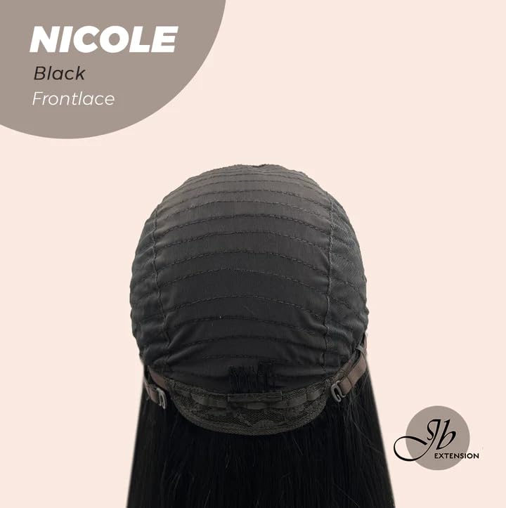 NICOLE – Peluca de encaje frontal, pelucas largas y rizadas negras para mujer, pelucas sintéticas naturales para uso diario (pelucas de cabello
