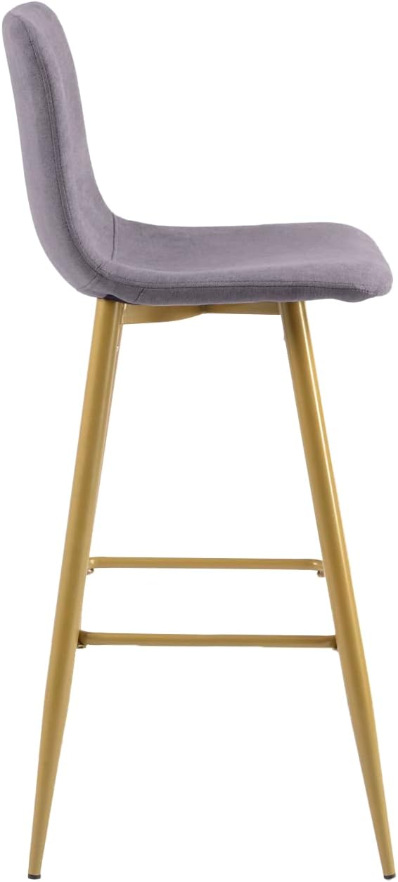 Juego de 2 taburetes de bar, tapizados de tela, altura de mostrador, respaldo bajo, sillas de comedor sin brazos con reposapiés, 30 pulgadas, gris