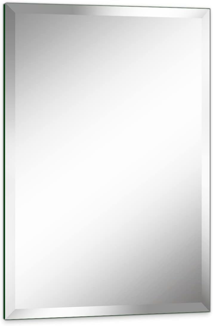 Umzodo Espejo de pared rectangular sin marco de 24 x 36 pulgadas con borde biselado de 1 pulgada para tocador de baño