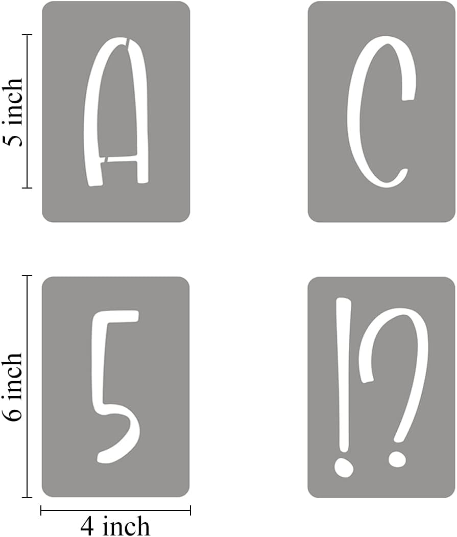 Plantillas de letras del alfabeto de 5 pulgadas para pintar, paquete de 42 plantillas de letras y números con letreros para pintar sobre madera,