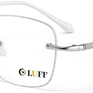 LUFF Anteojos de lectura sin montura para mujer, bloqueo de luz azul, lectores de computadora de metal a la moda, anteojos sin marco antifatiga LUFF Anteojos de lectura sin montura para mujer, bloqueo de luz azul, lectores de computadora de metal a la moda, anteojos sin marco antifatiga