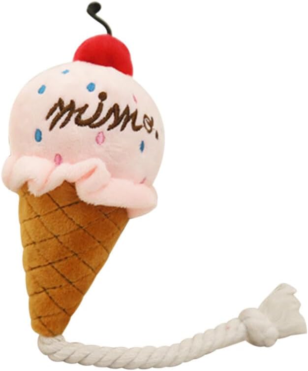 ULTECHNOVO Juguete de helado para perro, bonito juguete de felpa para perro, juguete suave con sonido de helado, juguete masticable para mascotas y