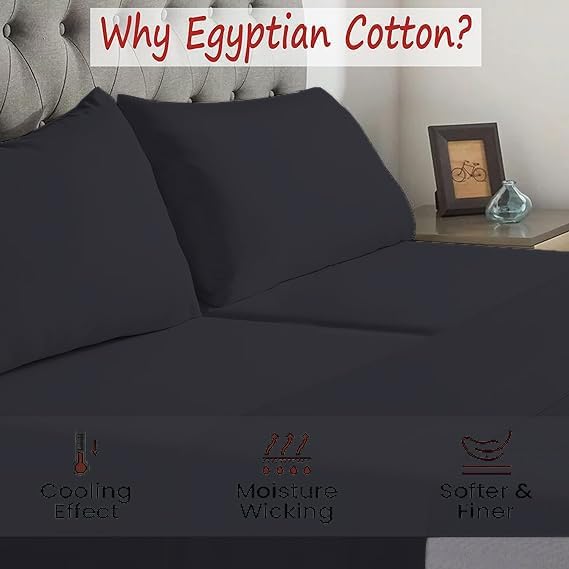 Silentnight 4 Piece 800 Thread Count 100% Egyptian Cotton Top Split King Sheets for Adjustable Bed for Sleep Number Bed 34″ Flex Top Sheet 15″ Deep
