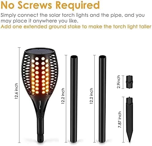 Luces solares grandes mejoradas, 43 pulgadas, impermeables, para exteriores, 96 luces LED de llamas bailarinas, luces de jardín, luces de jardín,