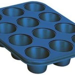 NutriChef Molde para magdalenas de horno azul de 12 tazas, superficie de capa revestida antiadherente, bandeja de magdalenas de calefacción uniforme NutriChef Molde para magdalenas de horno azul de 12 tazas, superficie de capa revestida antiadherente, bandeja de magdalenas de calefacción uniforme