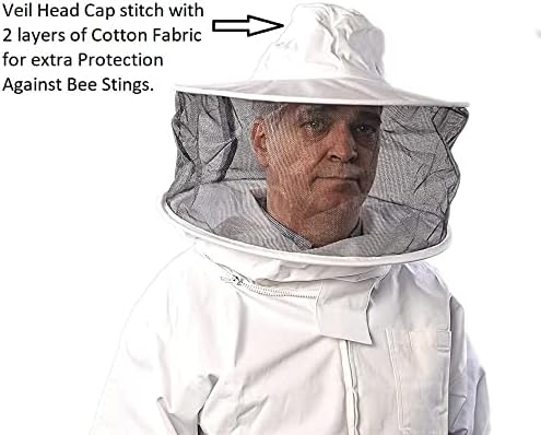FOREST BEEKEEPING SUPPLY Chaqueta de algodón transpirable de alta calidad con velo redondo, chaqueta profesional de apicultor YKK con cremalleras de