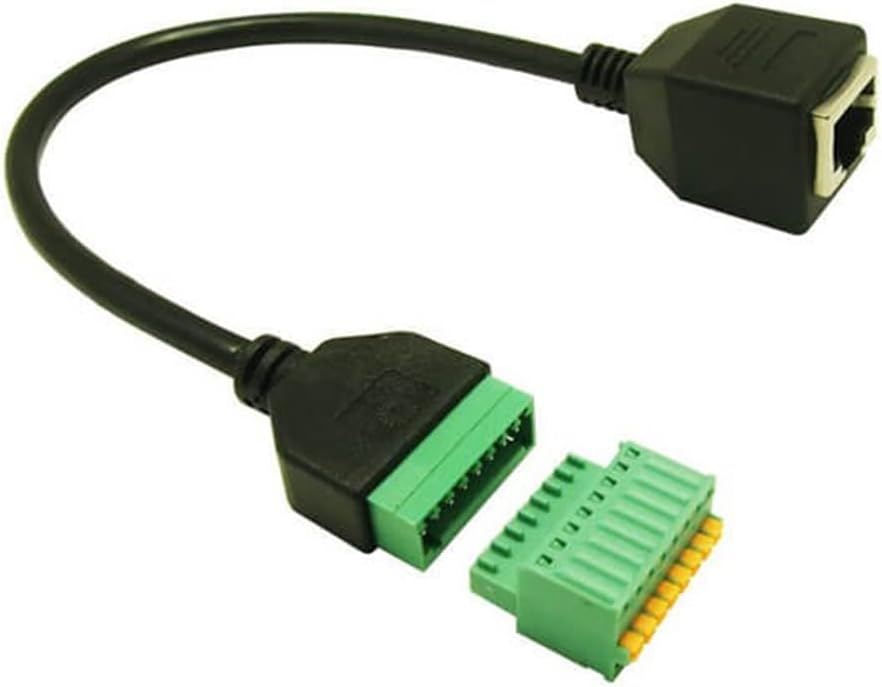 Adaptador de cable de terminal RJ45 a rosca hembra 8p8c a conector de bloque de terminales de resorte de 8 pines