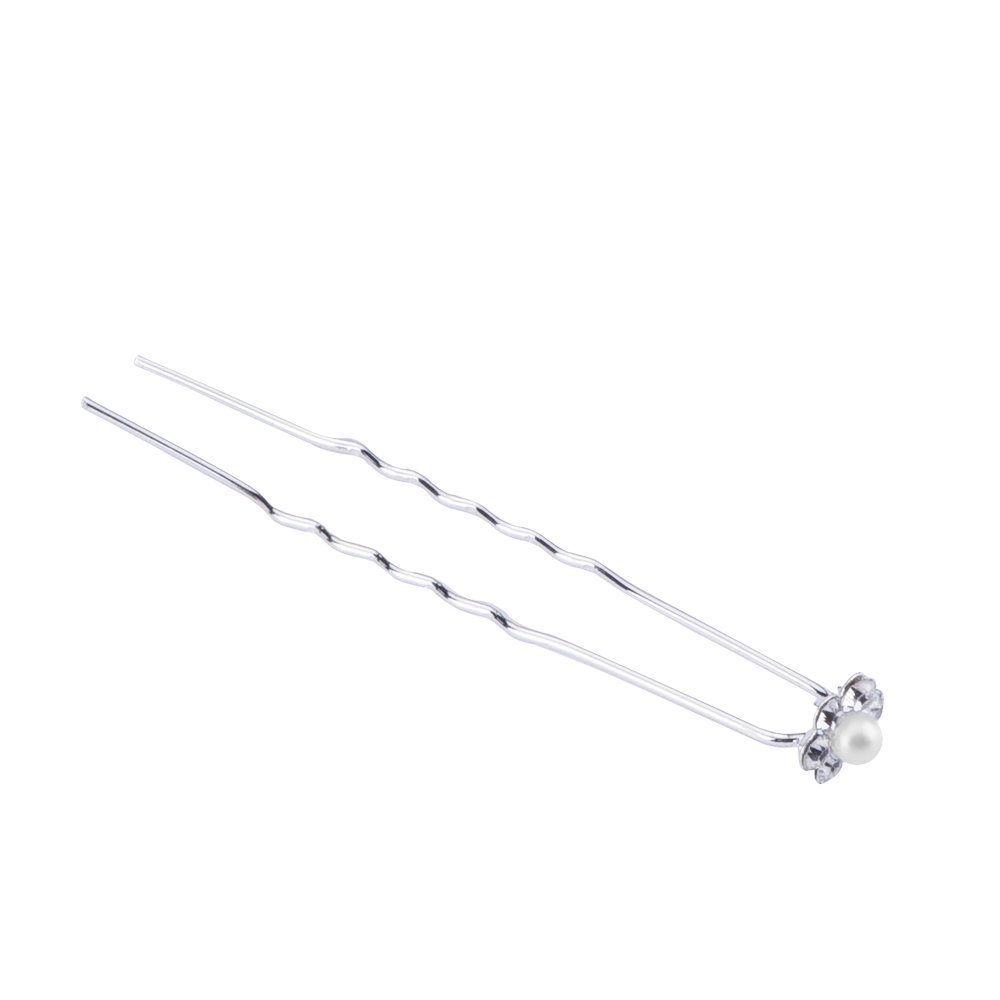 Vpang 20 piezas de horquillas para el pelo de cristal de perlas para boda, accesorios decorativos para el cabello (blanco)