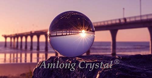 Amlong Crystal Bola de cristal transparente de 4.331 in (4.2 pulgadas) con soporte de delfín y paquete de regalo para bola decorativa, fotografía de