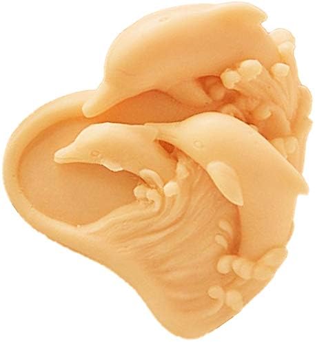 YSCEN – Moldes de jabón de silicona, diseño de delfines, diseño de corazón y delfines, moldes de jabón hechos a mano con temática marina
