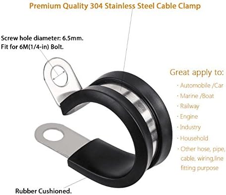Abrazadera de acero inoxidable con recubrimiento de goma, para instalación de cables, tubos suave y de acero